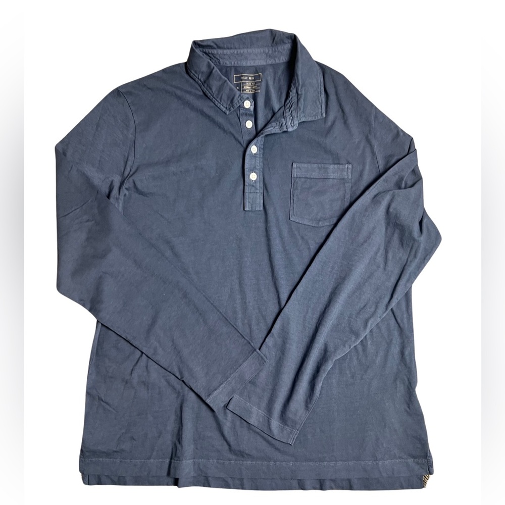Billy Reid Navy Long Sleeve Pensacola Polo